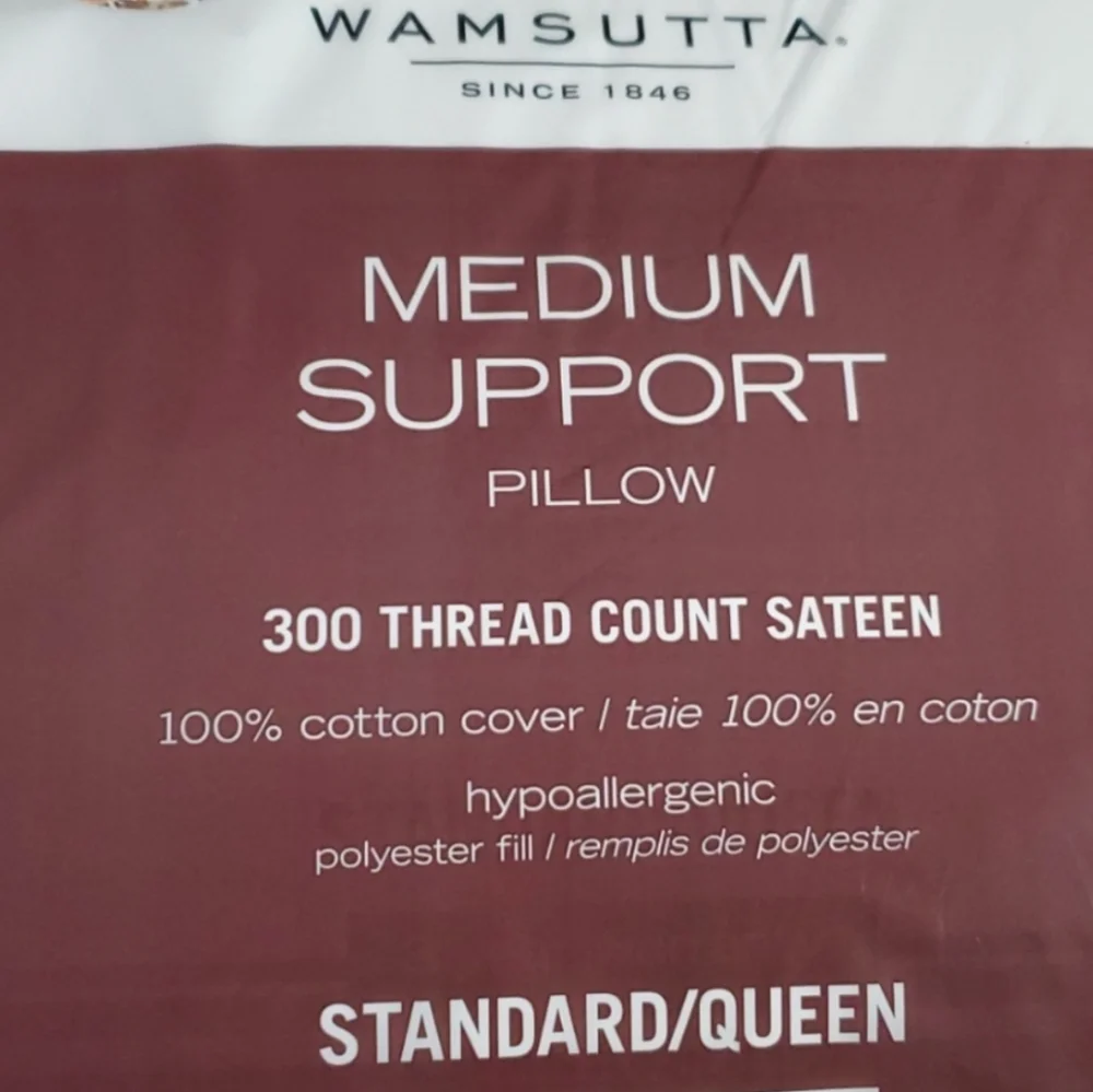 Brand New Wamsutta Medium Support Pillow - White. Standard/Queen.